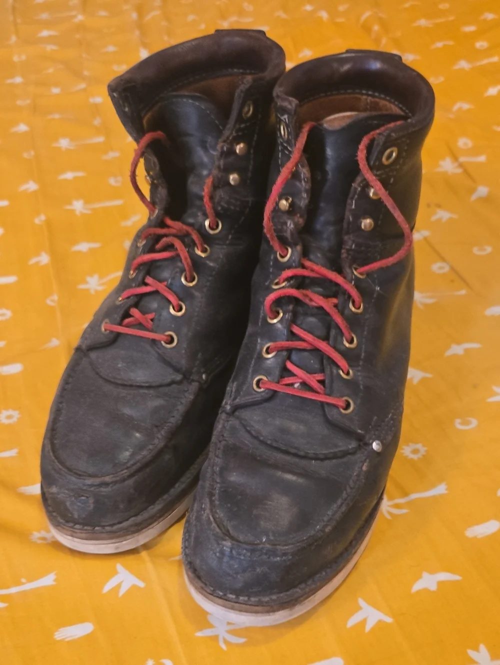 RRL Black Moc Toe Leather Boots